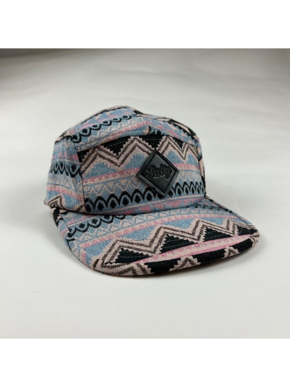 Salty Pink Blue Bohemian Woven Adjustable Hat OS